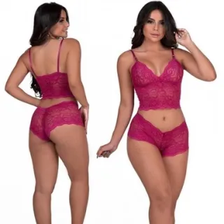 Preço de atacado conjunto rendado caleçon espera marido sem bojo - GG