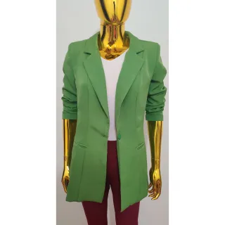 Social Longo Maxi Blazer Feminino Acinturado Forrado Alfaiataria - Verde Citron