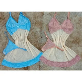 Calcinha Sensual de Tule Acompanha Camisola Lingerie Sem Bojo - Preto