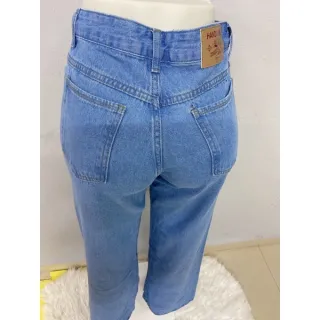 Calça Pantalona Jeans Feminina Wide Leg Cintura Alta 2022 - Azul claro  drestroyed