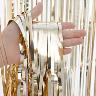 Decoração Festa Aniversário Cortina Metalizada Franja 1x2m - Lilás