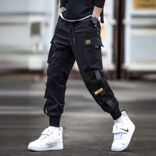 Calça Harem Masculina Casual Preto 2021 Bolsos Laterais Moda Streetwear - K32Black