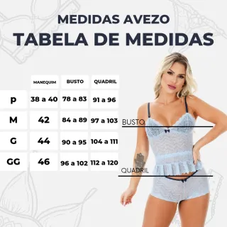 Atacado Baby Doll Feminino de Renda - Pijama Sexy Short Doll - Azul Marinho