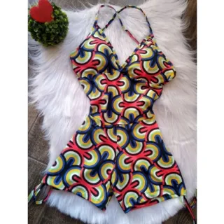 Academia cordinha lateral macaquinho fitness com bojo - estampa 13