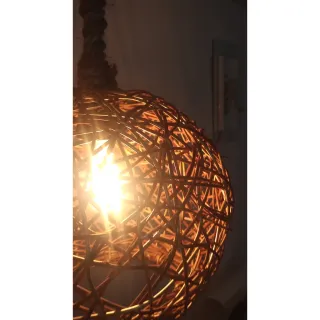 Corda Sisal Natural Lustre Pendente com Globo de Cipó Natural Rústico E27 - Único