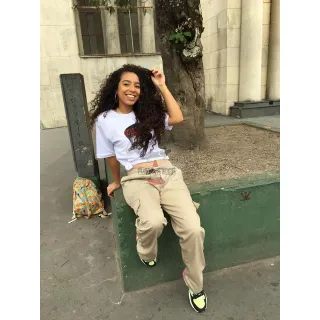 Streetwear Urban Calça Cargo Bege, Preta, Creme - Creme