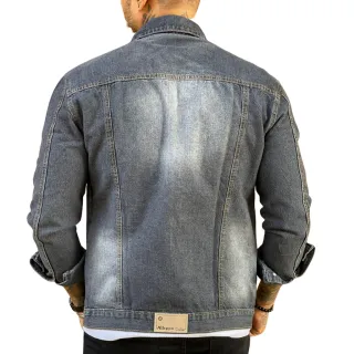 Manchada Cinza Jaqueta Jeans Masculina - GG