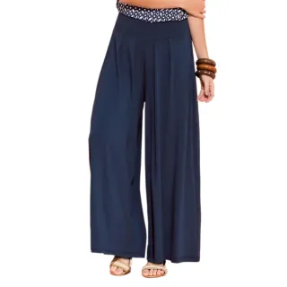 Tribo livre - Calça Pantalona Feminina Cintura Alta - Azul Marinho