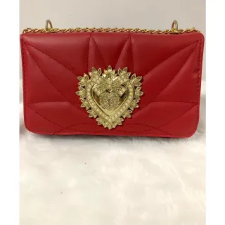 Vários Looks - Bolsa Transversal DG Coração Dourado Feminina - Branco