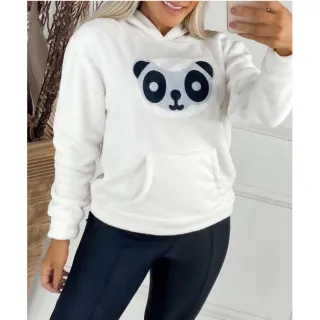 Blusa Feminina de Moletom com Capuz Pelúcia Panda - Blusa de Frio - Marrom