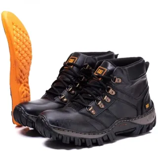 Adventure Masculina Bota Caterpillar em Couro com Palmilha Gel Macia - Milho