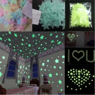 Decoração infantil com adesivo de estrelas luminosas - Conjunto com 100 peças