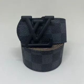 Couro Xadrez Dupla Face Cinto Masculino - Ouro Escovado - Marrom