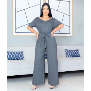 Bolsos Flare Regulável Cinto Pantacourt Longo Feminino Macacão - GEOMETRICO TERRA