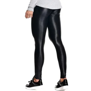 Legging Cintura Alta Cirre Brilho Molhado Couro Lycra - Azul Marinho