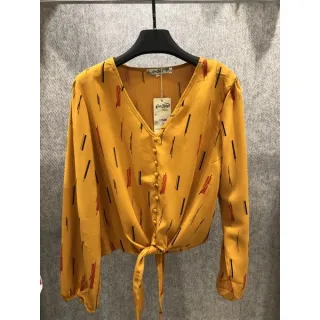 Roupa Fenimonina Blusa Manga Longa Estampada Social Frio #1758 - Azul