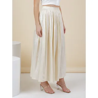 Saia Feminina Plissada Longa - Heleny Fashion - Bege