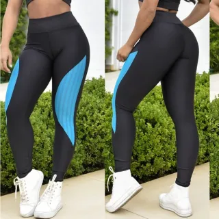 Legging Feminina Fitness Arrastão Suplex Roupa Academia - Azul