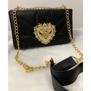 Vários Looks - Bolsa Transversal DG Coração Dourado Feminina - Branco