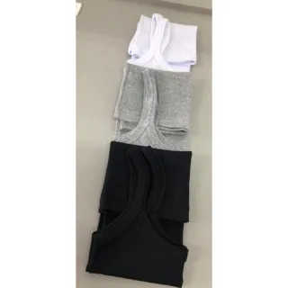 Kit Regatas Alcinha Branca, Cinza e Preta - 96% Algodão - M