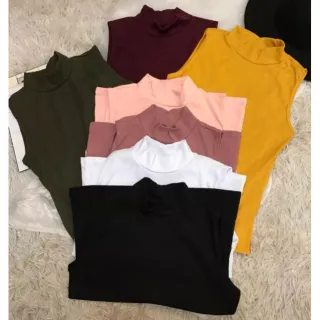 Blusa Regata Gola Alta Kit 2 Sem Bojo - Branca