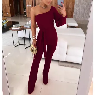 Macacão Social Feminino Manga Longa Vazada Flare Unica - Raryel - Preto