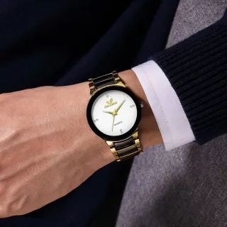 Relógio Masculino de Quartzo com Pulseira de Aço Dourado - Estilo Britânico Elegante - Macarrão dourado