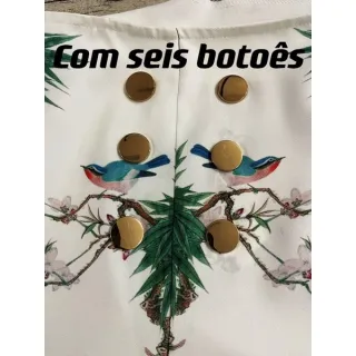 Short feminina estampa Flores e pássaros, poliéster com zíper - Moda Verão - CORES VARIADAS