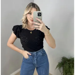 Moda blogueira 2022: Blusa feminina manga curta com babado - Xadrez terra