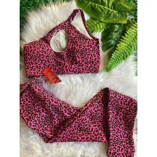 Top com bojo + Conjunto calça legging com cordinha - Uva alcinha