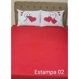Poliéster Jogo de Lençol Casal Temático 3 Peças - Diversos - 11 VERMELHO