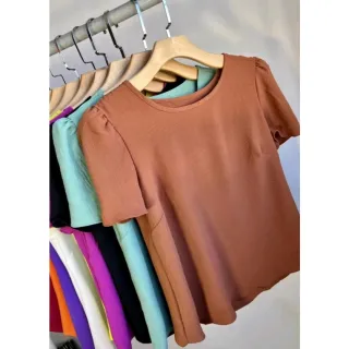 Tendência Verão 2022: Blusa Feminina Manga Curta (Duna) - Melhor Qualidade - Azul royal duna