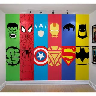 Quarto Infantil de Meninos - Papel de Parede Star Color Tema Super Heróis - Único