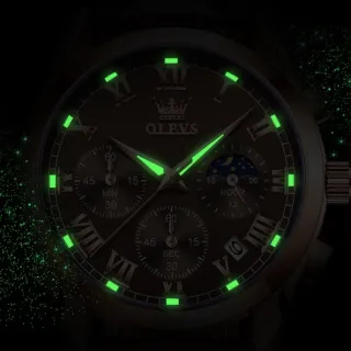 Relógio OLEVS masculino luxo couro preto à prova d