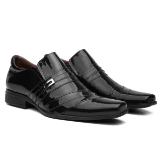 Relógio de Ponteiro + Cinto + Carteira + Sapato Social Masculino Verniz - 427,Vinho Calçar