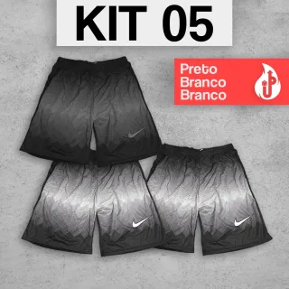 Bermudas Dry Fit Futebol Colorido - Kit com 3 - Kit 5
