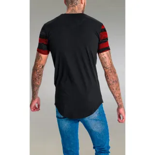 Camiseta Estampada Vermelha Textura Longline Masculina - XGG