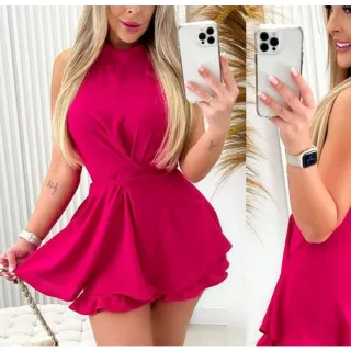 Moda blogueira: vestido feminino cavado com babado transpassado e bojo - G