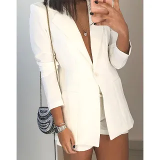 Social Longo Maxi Blazer Feminino Acinturado Forrado Alfaiataria - Verde Citron