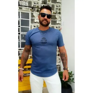 Camiseta Long Line Masculina em Algodão - Tshorts - Marinho Tshorts
