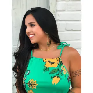 Macacão Estampado Verão Alça Amarrar Básico Solto - Floral 1