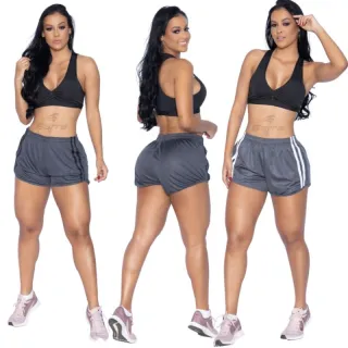 Dri-Fit Fitness Shorts Femininos - Kit com 3 para academia - 3 PRETO (BRANCO-ROSA-VERMELHO)