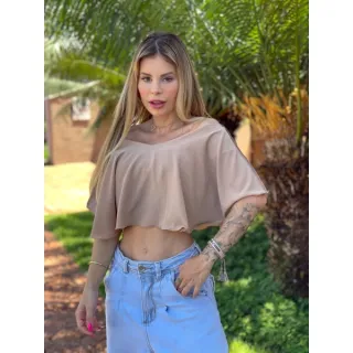 Blusa Elegante Gaivota Cropped Verão 2023 - Lilás