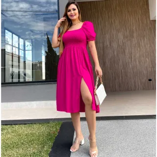 Vestido Midi Estampado Feminino - Compre Online na Raryel - Preto