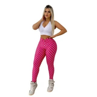 Leg estampado confortável de academia em corda e poá - Estampado Chamativo