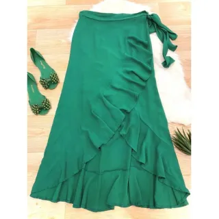 Moda Tendência Saia Envelope Maxi Atacado - Vermelho