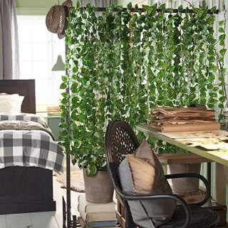 Decoração de Jardim com Folhagem Artificial de Hera Verde - 2 Metros - Único
