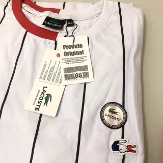 Moda top: Camiseta Masculina Listras Verticais em Algodão de Alta Qualidade - Branco