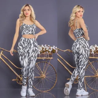 Top Fitness e Calça Legging Conjunto Academia Feminino - Preto