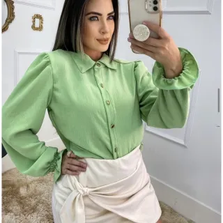 Camisa Social Feminina Estico Botão Blogueira - Super Moda! - Fúcsia